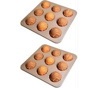 Madeleine Pans for Baking 9-Cavity Cake Pan Non-Stick Bake-ware Mold for Oven Baking Champagne Gold