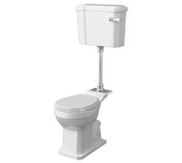 Madeley Traditional Comfort Height Toilet Pan with Mid Bramshall Cistern, Flush Pipe Kit & Soft Close Seat in White by Balterley
