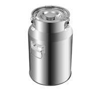 Madelynn Stainless Steel Barrel 18L Milk Churn Canister, Free Standing Stainless Steel Milk Can with Lid and Locking Clamps, 25x40cm, for Restaurants, Canteens, Hotpot Stores, Hotels