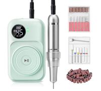 Madenia Electric Nail File 45000RPM, Professional Rechargeable Nail Drill Machine with Ceramic & Metal Drill Bits, Cordless E File Portable Efile for Acrylic Nails Gel Salon Home Manicure Use (Green)