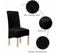 MadeokoLTD 2Pcs Crushed Velvet Dining Chair Covers Stretchable Protective Slipcover Home Decor Black