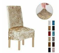 MadeokoLTD 2Pcs Crushed Velvet Dining Chair Covers Stretchable Protective Slipcover Home Decor Taupe