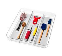 madesmart 96108 Soft Grip Utensil Tray Organizer, Plastic, Clear/Gray