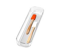 madesmart Clear Soft Grip 14x4 Bin Organizer, 14.25" x 3.69", Lt. Grey