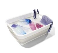 madesmart Collapsible Sink Grey White Sinkware Collection Collapsible for Easy Storage and Space Saving Handles for Portability BPA Free