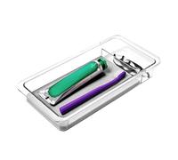 madesmart Dental Tray Drawer Organizer with Drying Stone, Clear Plastic Drawer Organizer for Toothbrush, Dental Floss, Water Flossers, Toothpaste
