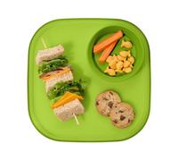 madesmart Dipware Reusable Dining Plate/Serving Tray for Appetizers and Snacks, Food-Safe Appetizer Serving Platter with Removable Dip Bowl, Lime