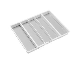 madesmart Expandable Utensil Tray-White | Classic Collection | 5-Compartments | Kitchen Organizer | Soft-Grip Lining and Non-Slip Rubber Feet | Easy to Clean | BPA-Free