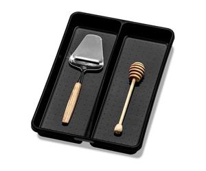 madesmart Premium Antimicrobial Classic Mini Utensil Tray Soft Grip, Non-Slip Kitchen Drawer, Multi-Purpose Home Organization, EPA Certified, 2 Compartments, Carbon