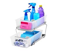 madesmart Slide-Out Baskets with Handles, Space Saving, Multi-Purpose Storage & BPA-Free, Frost-with Dividers, L