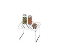 madesmart Small Stacking Shelf, Cabinet Collection, Organizer for Cabinet or Counter, Collapsible Legs for Storage, Non-slip Rubber Feet, BPA Free, White