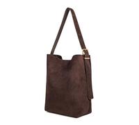 Madewell Women's Suede Essentials Bucket Tote, Dark Carob, One Size