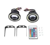 Madezz Car Fog Light, 30W RGB LED COB Angel Eye Halo Ring Super Bright Lamp With Remote Control (3.5 inch)