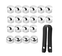Madezz Car Wheel Bolt Nut Cover, 20pcs 17mm Nut Car Wheel Bolt Universal Nut Covers Caps Auto Hub Screw Anti-theft Cover Cap for Auto(Silver)