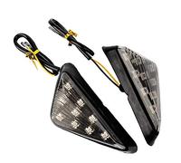 Madezz Motorcycle Turn Signal Light, 2pcs 12V Euro Triangle Flush Mount Smoke Amber LED AP