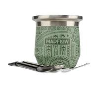 MADFLOW Yerba Mate Mug - Stainless Steel Mate Mug with 2 Bulbs - Double Wall Vacuum Insulated Yerba Mate Pumpkin - Unique Mate Mug and Bulb Set