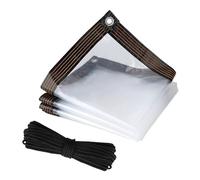 MADGININE 1m x 2m Clear Plastic Sheet Waterproof,Large Clear Tarpaulin Waterproof Heavy Duty,Chicken Rabbit Hutch Cover,for Greenhouse Garden Outdoor Furniture Chicken Shed,with Eyelets and 5m Rope