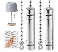 MADGININE 2 Pcs Bathroom Light Pull Cord Handle with 100cm Chrome Bead Chain, Cord Pulls String Replacement for Bathroom Toilet Ceiling Lights Fans Blinds (Silver)
