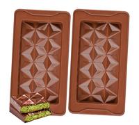MADGININE 2 PCS Chocolate Bar Moulds, Diamond Chocolate Mould, Deep Chocolate Moulds, Silicone, Dark Brown