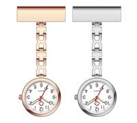 MADGININE 2 PCS Fob Watches for Nurses Nurses Fob Watch with Pin Nurse Watch Infection Control Design Nurse Fob Watch Suitable for Healthcare Nurses Doctors and Nursing Staff (White Steel+Rose Gold)