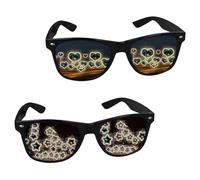 MADGININE 2 Pcs Heart Star Firework Rave Kaleidoscope Glasses, 3D Prism Rainbow Effect Music Festival Club Party Accessories