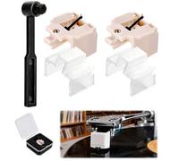 MADGININE 2 Pcs Record Player Needle Replacement with Brush,Stylus for Audio-Technica AT-LP60X AT-LP60X AT-LP60XBT AT3600L AT-LP2D-USB AT-PL300 AT-PL50 and More