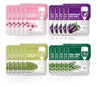 MADGININE 20PCS Face Mask Bulk,4 Flavor Face Mask Multipack,Simple Clay Mask Clay Face Masks Skincare Face Packs for Women Face Mask Skincare Suitable for Deep Cleansing Pores and Removing Blackheads