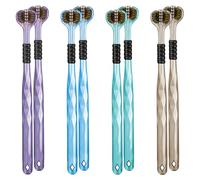 MADGININE 8 Pcs 3 Sided Toothbrush, Soft Autism Toothbrush 360° Teeth Cleaning Ergonomic Handle Travel-Friendly Design for All Ages