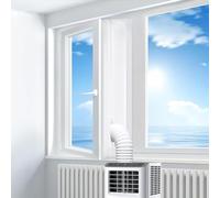 MADGININE Air Conditioning Window Seal Kit,400cm Portable Universal Ac Window Seal Kit with Double Zip and Adhesive Tap for Air Conditioner Tumble Dryer