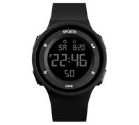 MADGININE Digital Watch Women, Black Mens Digital Watches, Waterproof Ladies Digital Watch for Women with LED Backlight/Alarm/Timer/Date for Men Woman Kids Student Swimming Running Outdoors
