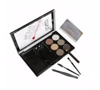 MADGININE Eyebrow Powder, Waterproof Long Lasting Eyebrow Pomade to Define & Shape & Fill Brows,6-color Eyebrow Makeup Kit with 4 Eyebrow Stencils, 2 Eyebrow Brushes, 1 Eyebrow Pencil and 1 Tweezer