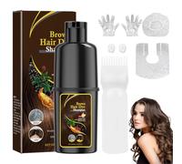 MADGININE Hair Dye Shampoo Women, Hair Colour Shampoo, Dye Shampoo, Shampoo Hair Dye, Natural Instant Hair Dye, Long Lasting Hair Color Shampoo for Women & Men with Hair Dyeing Tools (Brown)