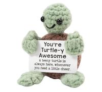 MADGININE Positive Gifts Mini Funny Active Turtle Emotional Support Gift Cute Crochet Turtle Emotional Support Plush Positive Crochet Turtle Gifts Suitable for Christmas Home Desktop Decoration