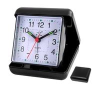 MADGININE Travel Alarm Clocks Folding with Case Compact Battery Operated Clock with Clear Arabic Numbers Silent for Camping Trips In Bedrooms Office Corners (Black)