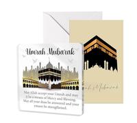MADGININE Umrah Mubarak Gifts, Umrah Mubarak Card Envelope Plaque, Eid Decoration Emotional Support Blessings for Family Friends