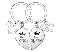 MADHAHEFU 2PCs Couple Gifts for Him and Her Keyring Gifts for Wife Husband Boyfriend Girlfriend Lover Anniversary Valentines Day Gifts His Queen Her King Keychain