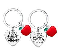 MADHAHEFU 2PCs Thank You Gift For Teacher Keychain Appreciation Gifts Teacher Gifts For Women Birthday Gifts It Takes A Big Heart To Shape Little Minds (It Takes A Big Heart To Shape Little Minds)