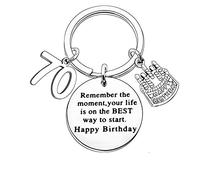 MADHAHEFU Birthday Gifts Live Laugh Love Birthday Keychains for Women Girls Inspirational Gifts for Friends Female (70th Birthday-Your life is on the best way)
