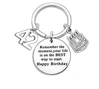 MADHAHEFU Birthday Gifts Live Laugh Love Birthday Keychains for Women Girls Inspirational Gifts for Friends Female (42th Birthday-Your life is on the best way)