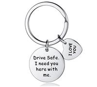 MADHAHEFU Drive Safe Keychain Husband Keyring Boyfriend Gifts Valentines Day Key Chain I Need You Here with Me Keychain Jewellery for Men (Drive Safe)