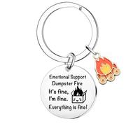 MADHAHEFU Emotional Support Dumpster Fire Keyring Cheer Up Positive Gifts For Friends Keyring Coworkers Leaving Gift
