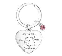 MADHAHEFU Funny Capybara Keyring Capybara Gift For Girls Just A Girl Who Loves Capybaras Keyring Capybaras Lover Christmas Birthday Gift