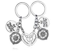 MADHAHEFU Granddaughter Grandmother Keyring No Matter Where Keychain Aunt Gifts Sister Keychain Best Friend Keychain Birthday Gifts (Grandmother Granddaughter)