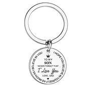 MADHAHEFU To My Son Inspirational Keychain Graduation Gift Birthday Keyring I Hope You Believe in Yourself As Much As I Believe in You Jewellery (To My Son From Dad)