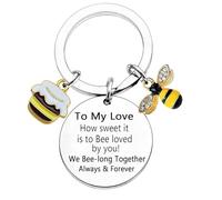 MADHAHEFU Valentine's Day Bee Keyring Romantic I Love You Gifts for Him Her to My Love Gift for Boyfriend Girlfriend Birthday Gifts for Couples Husband Wife Anniversary Wedding Gift