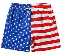 MADHERO Mens Swim Trunk Funny Pattern Bathing Suit with Mesh Lining Swimming Shorts, A American Flag, X-Large