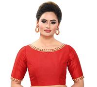 Madhu Fashion Women's Polyester Elbow Length Sleeves Blouse (32 Red)