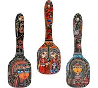 Madhubani Art Wooden Wall Hanger For Home | Living Room | Office | Gift | Stylish Modern Decoration Items | Kitchen Wall Decor | Home Decor Hanging Items, Set Of 3