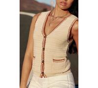 Madina Sleeveless Cardigan in Cotton Knit Ecru