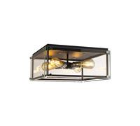 Madison 4 Light Flush Ceiling Light - Matt Black with Clear Glass